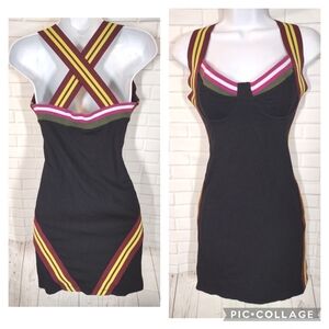 Kikiriki Black Striped Sporty Casual Dress